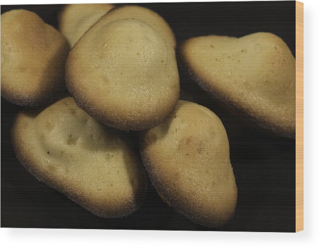 Bakery Wood Print featuring the photograph Traditional french pastry : Madeleine by Jean-Marc PAYET