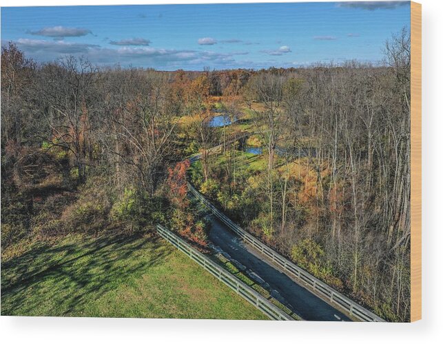Rochester Wood Print featuring the photograph Trail in River Bend Park DJI_0381 by Michael Thomas