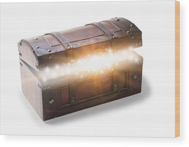 White Background Wood Print featuring the photograph Treasure Chest by Masato Df