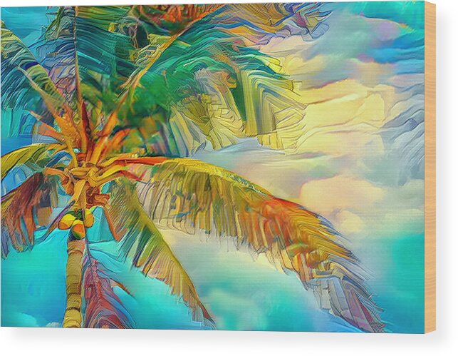 Tree Wood Print featuring the photograph Tropical Palm Tree Art by Debra Kewley