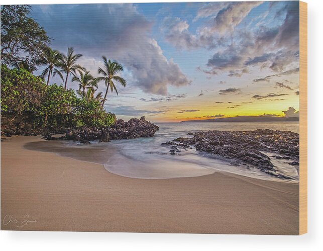 Beach Wood Print featuring the photograph Tropical sunsets Maui by Chris Spencer
