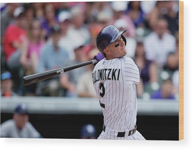 National League Baseball Wood Print featuring the photograph Troy Tulowitzki by Justin Edmonds