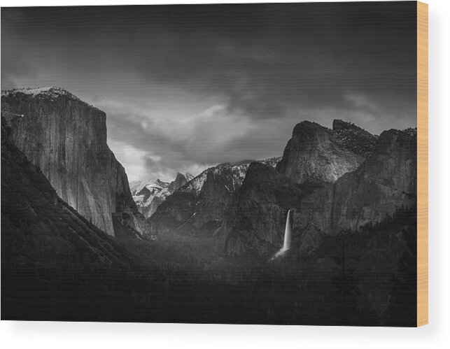 Ansel Adams Wood Print featuring the photograph Tunnel View in Yosemite by Serge Ramelli