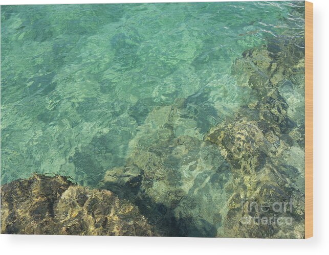 Turquoise Wood Print featuring the photograph Turquoise blue water on the Mediterranean coast by Adriana Mueller