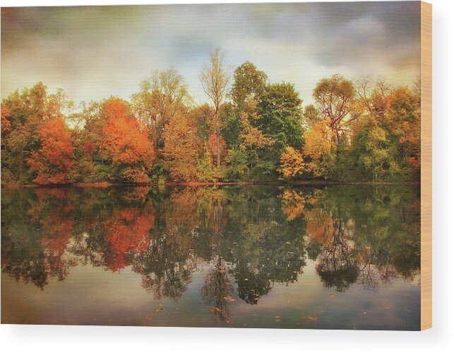 Autumn Wood Print featuring the photograph Twin Pond Reflections by Jessica Jenney