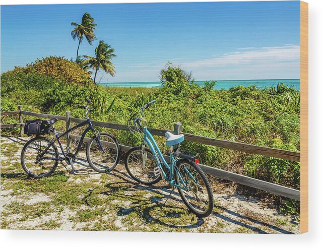 Active Wood Print featuring the photograph Two Bikes - Bahia Honda State Park - Florida by Sandra Foyt