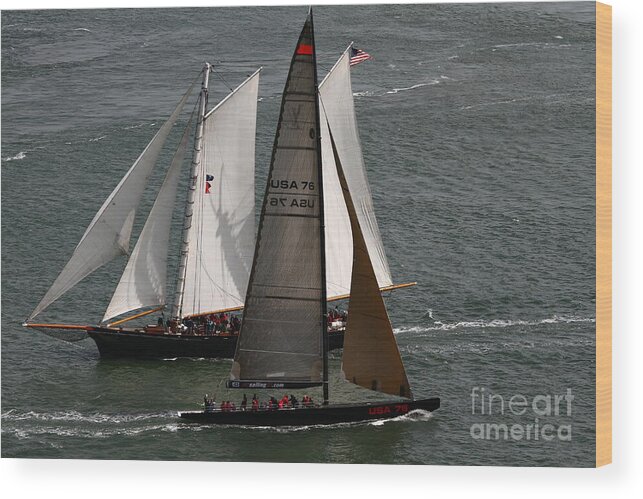 Replica America Wood Print featuring the photograph Two Great Vessel Passing by fototaker Tony