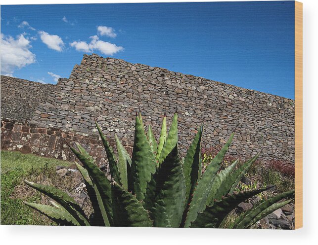 Tzintzuntin Wood Print featuring the photograph Tzintzuntan Pyramid by William Scott Koenig