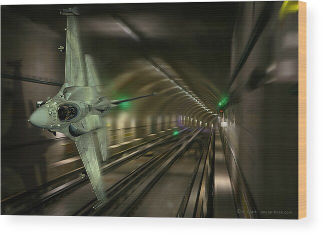 Falcon Wood Print featuring the digital art UAE Block 61 F-16E Tunneling by Custom Aviation Art