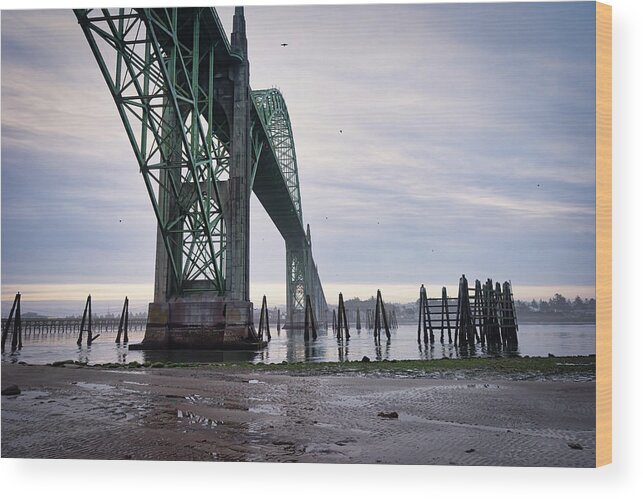 060520 Wood Print featuring the photograph Under Bridge early morning by Bill Posner