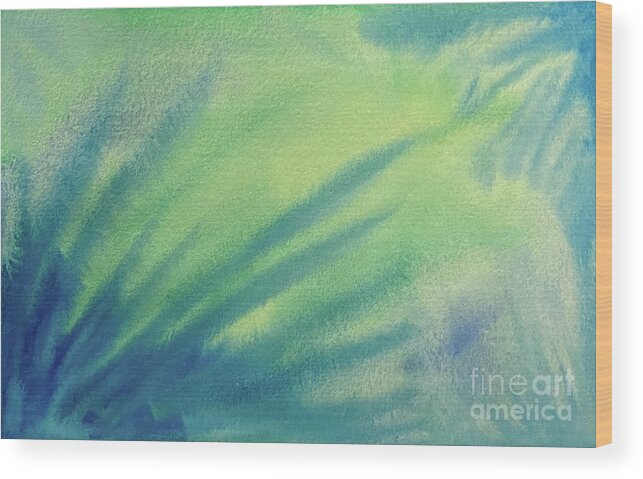 Abstract Wood Print featuring the painting Under Sea Abstract by Lisa Neuman