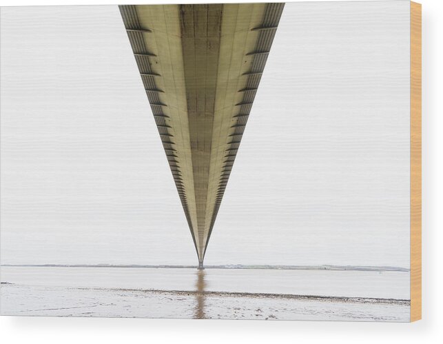 New Topographics Wood Print featuring the photograph Underneath the Humber Bridge by Stuart Allen