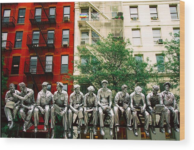 New York Wood Print featuring the photograph Metal Statue by Claude Taylor