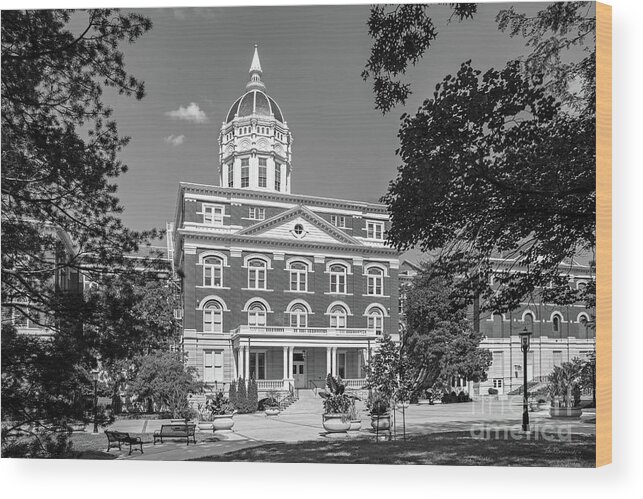 University Of Missouri Wood Print featuring the photograph University of Missouri Columbia Jesse Hall by University Icons
