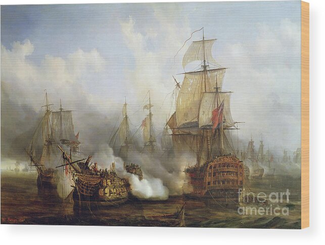 The Wood Print featuring the painting Unknown title Sea Battle by Auguste Etienne Francois Mayer