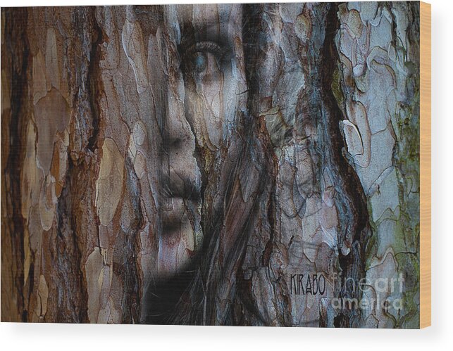 Surreal Wood Print featuring the mixed media Untitled 2021-0494 by Kira Bodensted