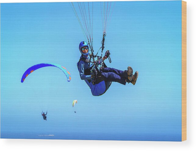 Paragliders Wood Print featuring the photograph Up, Up and Away 17 5.29.22 by Lindsay Thomson