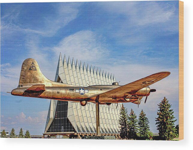 Usaf Academy Wood Print featuring the photograph USAF Academy B-17 by Tommy Anderson