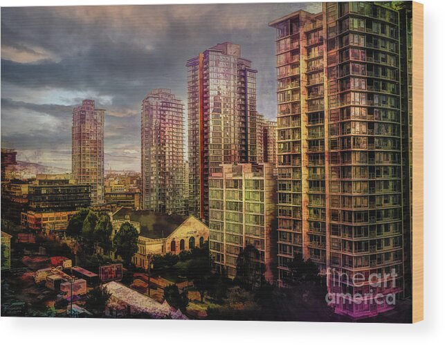 Canada Wood Print featuring the digital art Vancouver Storm Clouds by Deb Nakano