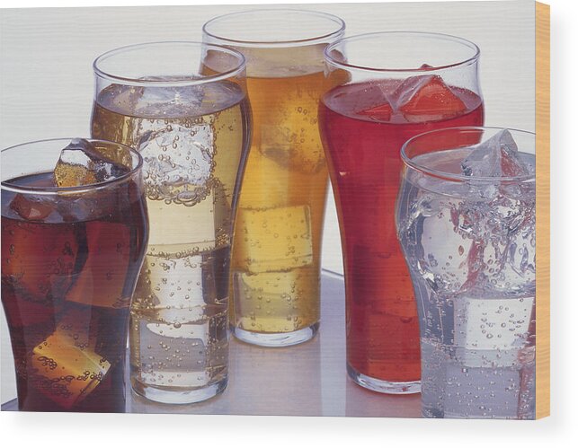 Ice Cube Wood Print featuring the photograph Various iced beverages by Comstock