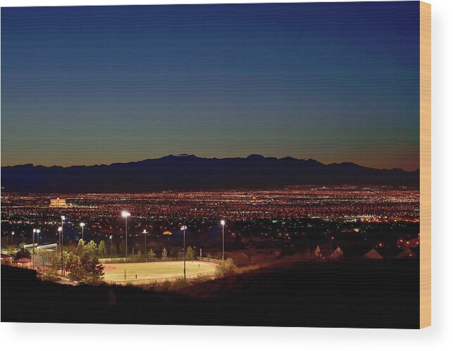 Vegas Wood Print featuring the photograph Vegas City at Dusk by Amazing Action Photo Video