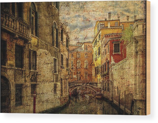 Venice Wood Print featuring the photograph Venice Canal letter from the past by Danielle McGuy