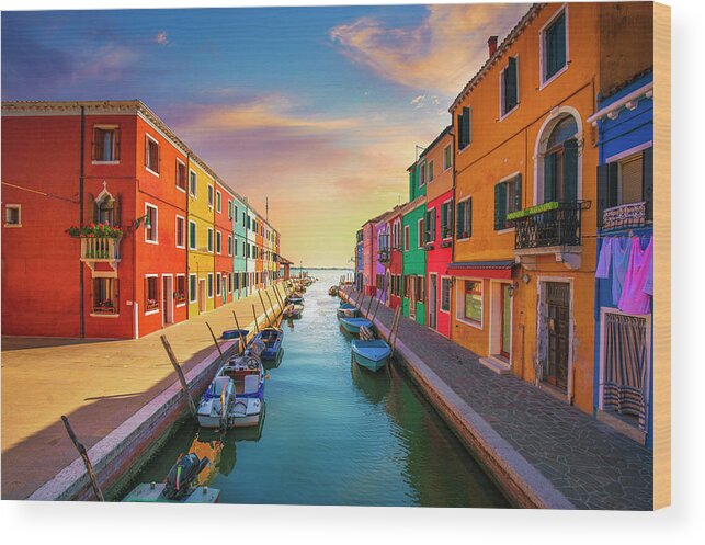 Burano Wood Print featuring the photograph Burano Late Afternoon by Stefano Orazzini
