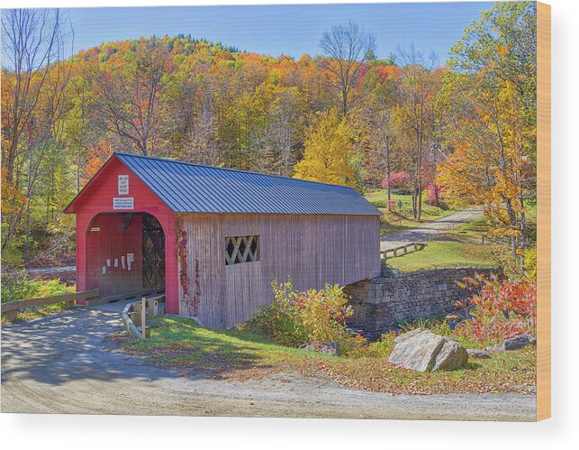 Green River Covered Bridge Wood Print featuring the photograph Vermont Green River Covered Bridge by Juergen Roth