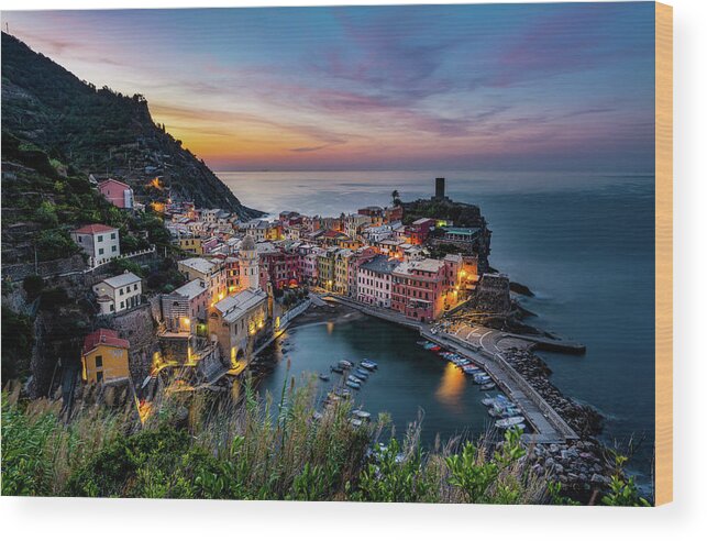 Cinque Terre Wood Print featuring the photograph Vernazza Morning by David Downs