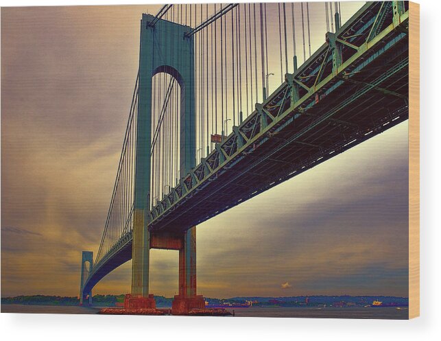 Brooklyn Wood Print featuring the photograph Verrazano Bridge - NYC by Louis Dallara