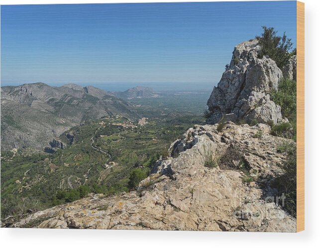 Mountain Ridge Wood Print featuring the photograph Fields and mountains near the Mediterranean coast by Adriana Mueller
