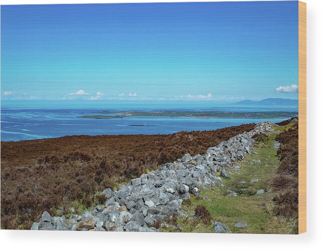 Climbing Knocknarea Wood Print featuring the photograph View of Rosses Point from Knocknarea Ireland by Lisa Blake