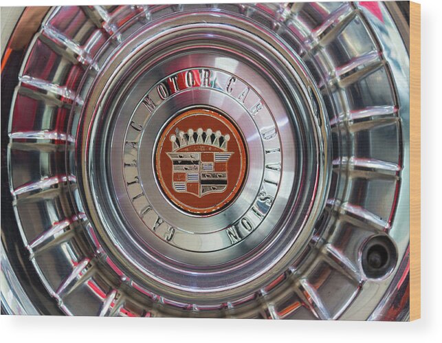 Cadillac Wood Print featuring the photograph Vintage Cadillac De Ville Convertible 1967 wheel with emblem by Viktor Wallon-Hars