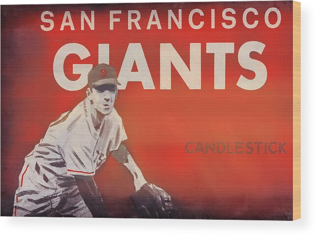 San Francisco Wood Print featuring the mixed media Vintage San Francisco Giants Candlestick Park Art by Row One Brand
