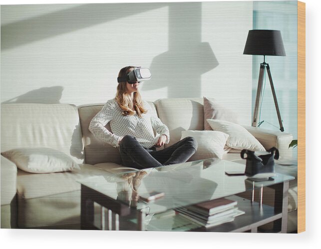 Domestic Room Wood Print featuring the photograph Virtual reality by JulPo