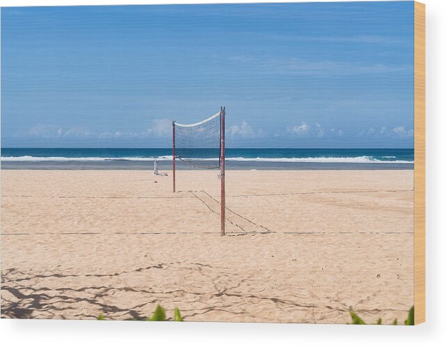 Recreational Pursuit Wood Print featuring the photograph Volleyball net on Nusa Dua beach by Mauro Tandoi