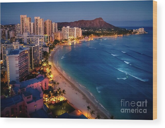 Aloha Wood Print featuring the photograph Waikiki Beach by Heyengel