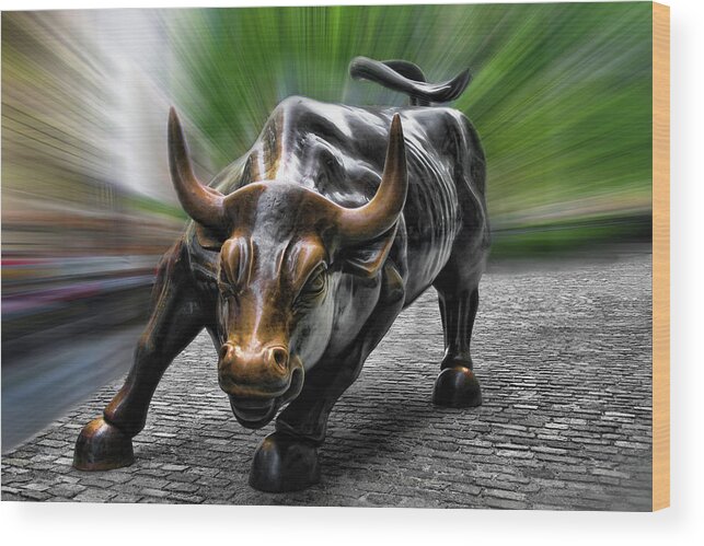 Wall Street Bull Wood Print featuring the photograph Wall Street Bull by Wes and Dotty Weber