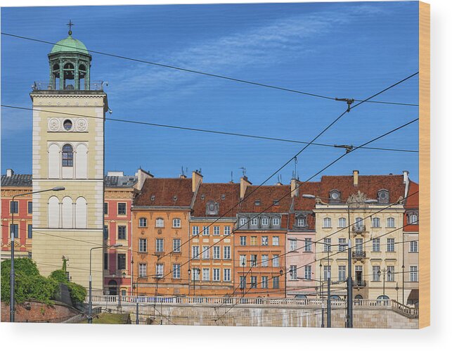 Warsaw Wood Print featuring the photograph Warsaw City Skyline With Historic Houses by Artur Bogacki