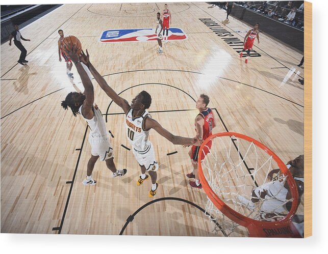 Nba Pro Basketball Wood Print featuring the photograph Washington Wizards v Denver Nuggets by Garrett Ellwood