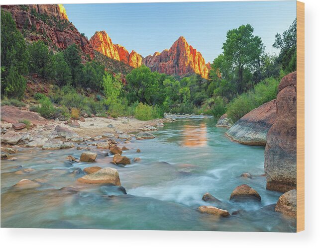Zion Wood Print featuring the photograph Watchman Sunset Reflection by Wasatch Light