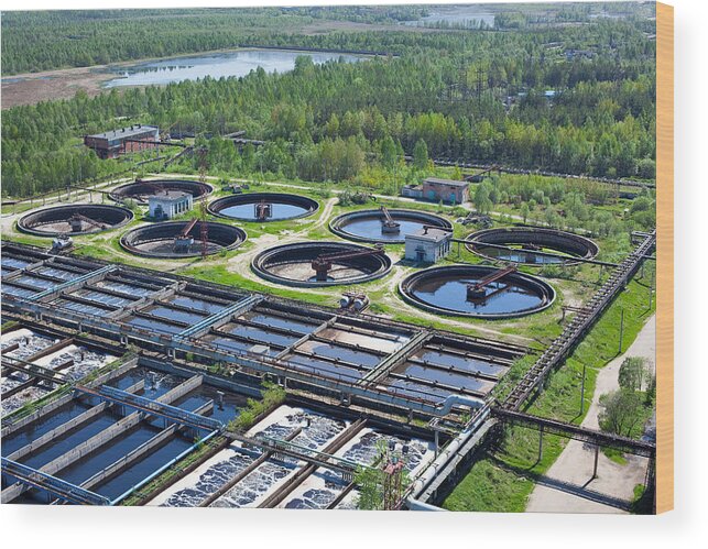 Purified Water Wood Print featuring the photograph Water recycling in big sedimentation drainages by Antikainen