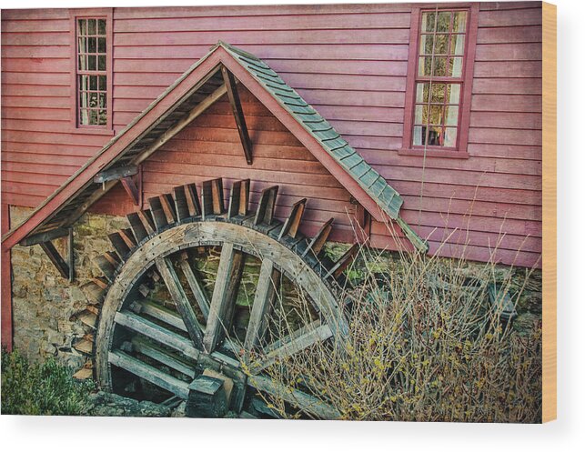 Building Wood Print featuring the photograph Water Wheel by Cathy Kovarik