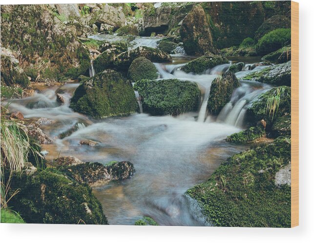 Jizera Mountains Wood Print featuring the photograph Waterfall on the river Jedlova by Vaclav Sonnek