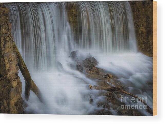 Amis Mill Wood Print featuring the photograph Waterfalls at Amis Mill by Shelia Hunt
