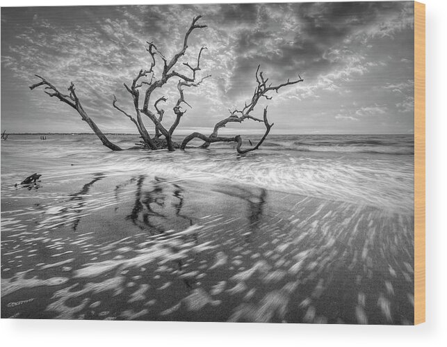 Clouds Wood Print featuring the photograph Wave Movement Jekyll Island by Debra and Dave Vanderlaan