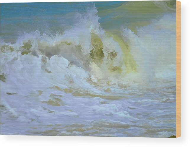 Storm Wood Print featuring the photograph Waves 10 by Alison Belsan Horton