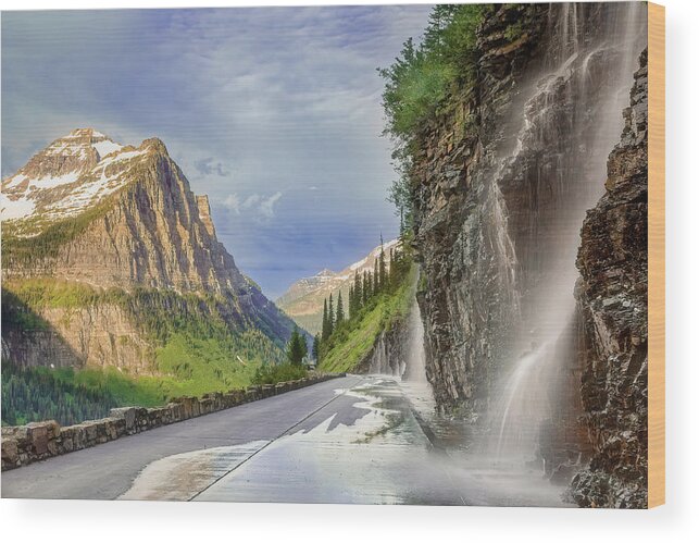 Glacier National Park Wood Print featuring the photograph Weeping Wall by Jack Bell