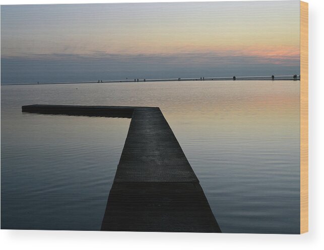 West Kirby Wood Print featuring the photograph WEST KIRBY. The Marine Lake And Landing Stage. by Lachlan Main