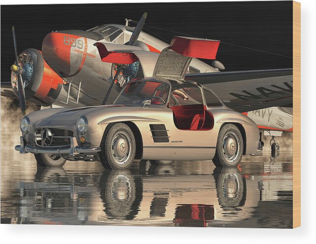 Mercedes-benz Wood Print featuring the digital art What is the Mercedes 300SL Gullwing From 1964? by Jan Keteleer